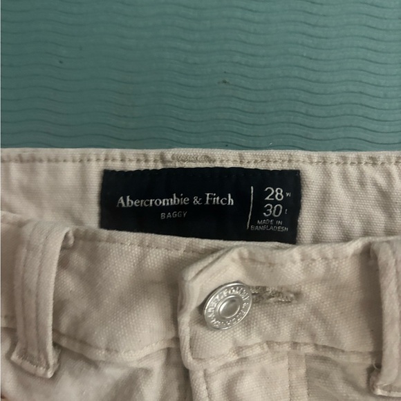 Abercrombie & Fitch Men's baggy workwear creqm Cargo Pants 28 w 30 l - Picture 4 of 5